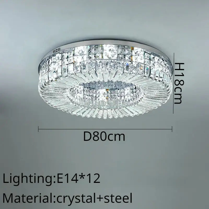 Modern golden decorbites crystal ring led ceiling lamp with chrome steel frame and clear crystal prisms for living room