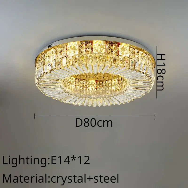 Modern golden decorbites crystal ring led ceiling lamp with gold-toned crystals and sleek steel frame for living room