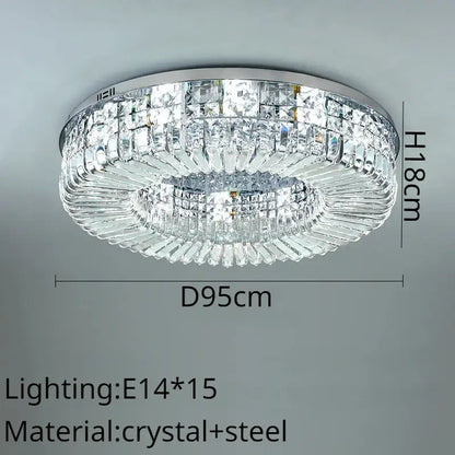 Modern golden decorbites crystal ring led ceiling lamp with chrome steel frame and clear faceted crystal prisms