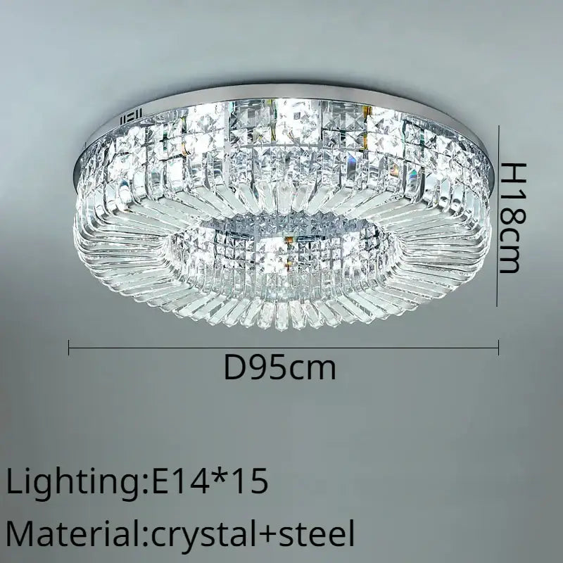 Modern golden decorbites crystal ring led ceiling lamp with chrome steel frame and clear faceted crystal prisms