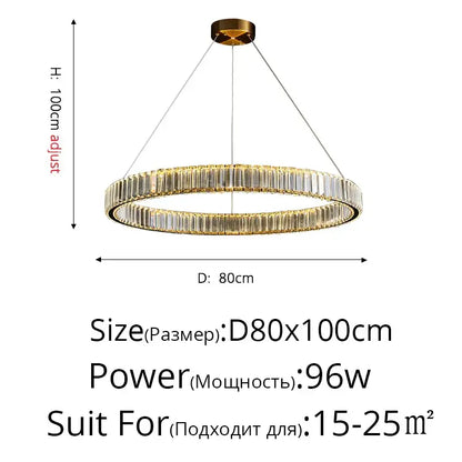 Modern golden double ring decorbites crystal led chandelier with clear faceted crystals for dining room ceiling decor