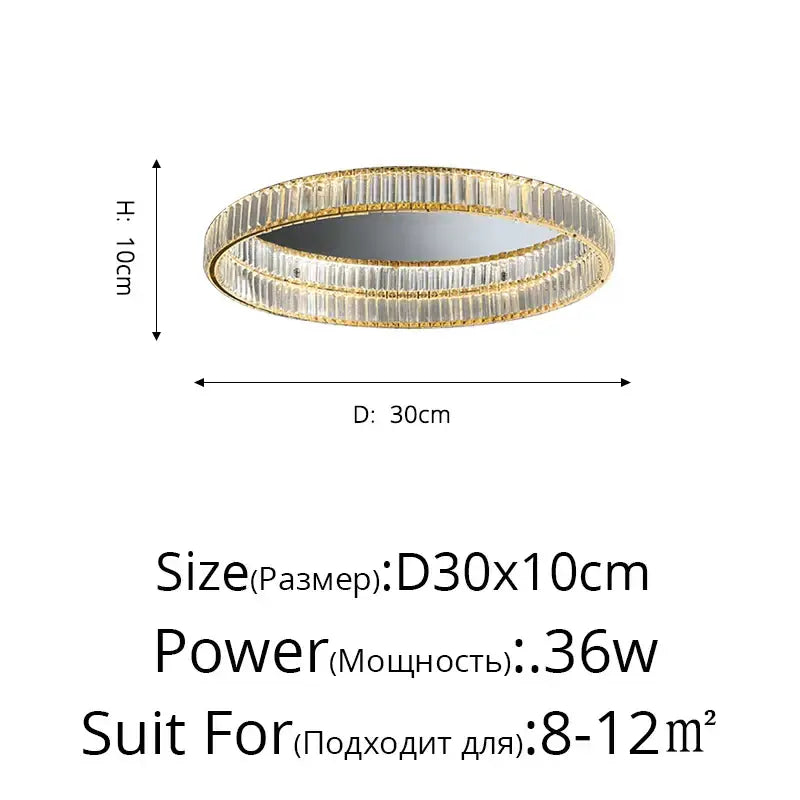 Modern golden double ring decorbites crystal led ceiling chandelier with faceted crystal elements for dining room lighting