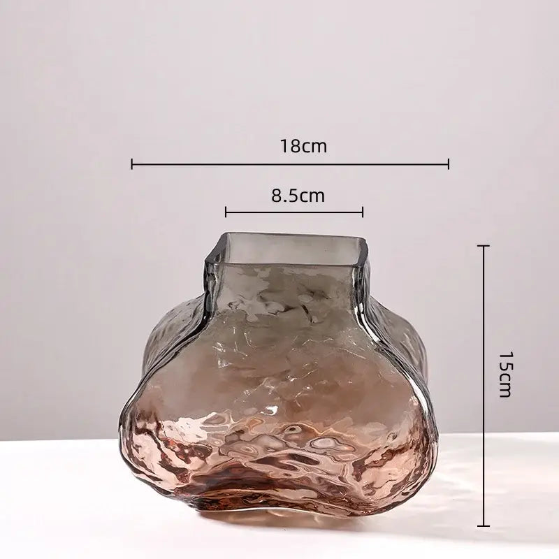 Modern golden geometric decorbites golden geometric translucent gray glass vase with squarish neck and rounded base