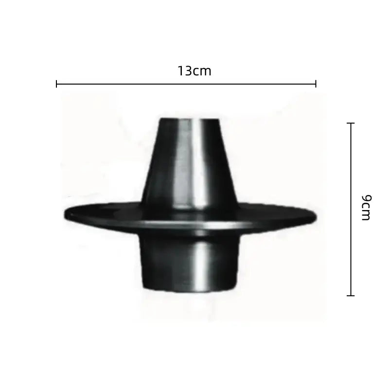 Black metallic conical plug with flat base 13cm wide 9cm high featured in decorbites golden geometry metal handicraft vase