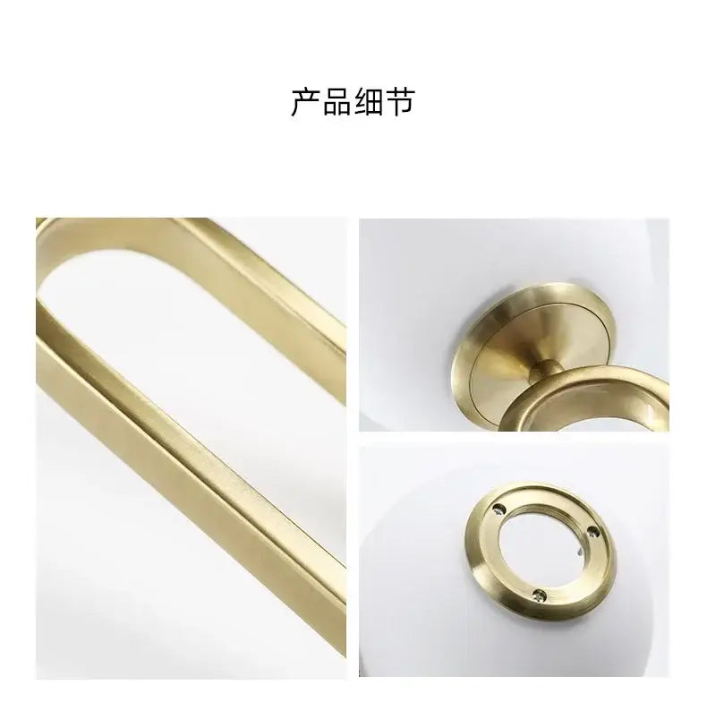 Modern golden glass ball pendant light with gold-toned metal door handle featuring sleek brushed finish by decorbites