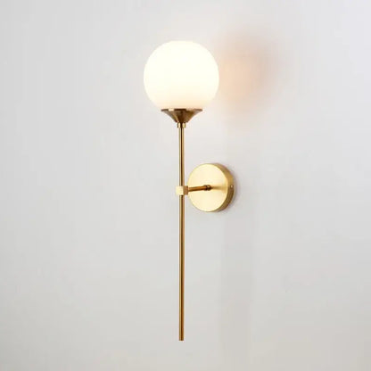 Gold-toned decorbites golden glass ball wall lamp with frosted smoked globe shade for modern bedroom sconce decor