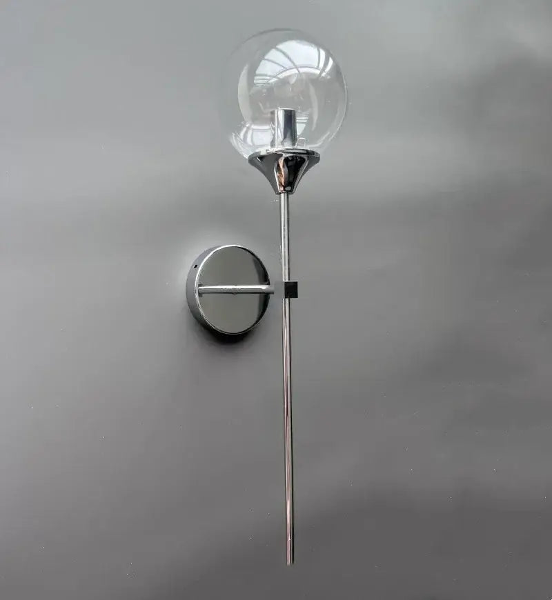 Modern golden glass ball wall sconce with chrome finish and clear glass globe shade for living room lighting decorbites golden glass