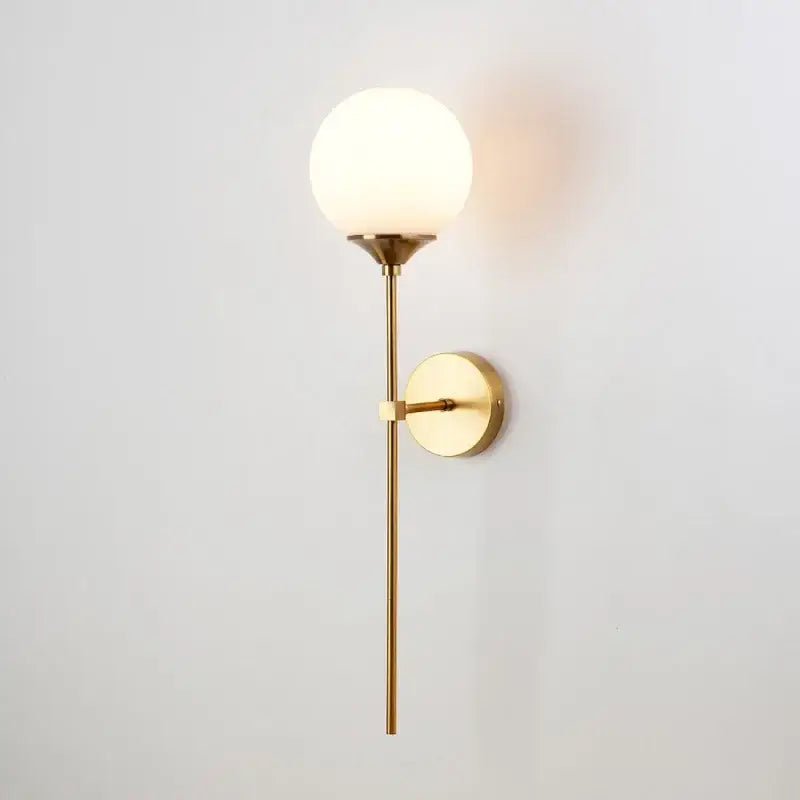 Modern golden glass ball wall sconce with frosted glass globe shade in gold tone for living room decorbites golden glass lighting