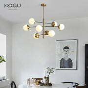 Modern golden glass magic bean chandelier with spherical frosted glass shades for dining room decorbites golden glass