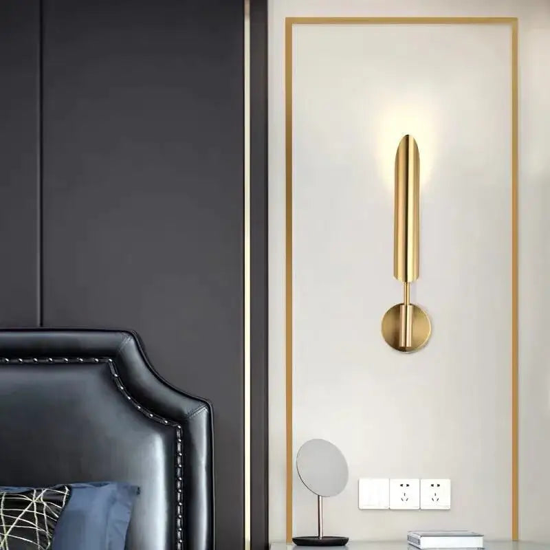 Modern golden inclined tube wall lamp with gold finish and sleek vertical design for luxury living room decorbites golden inclined