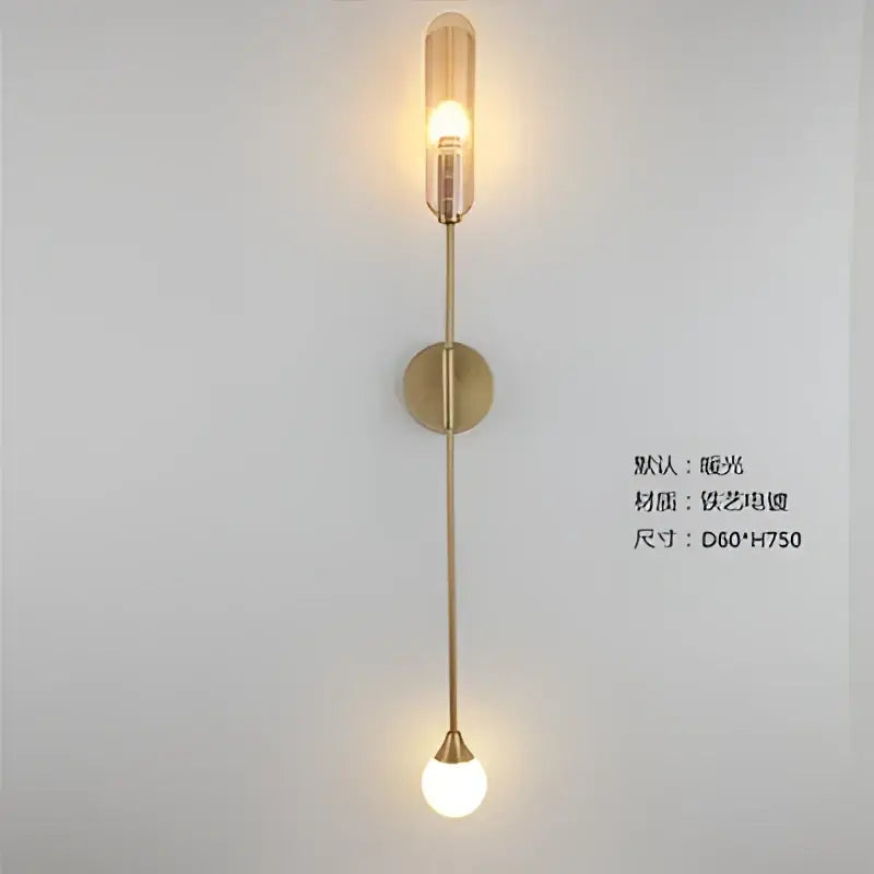 Modern golden inclined tube wall lamp with two spherical glass bulbs for luxury living room bedroom decorbites golden inclined