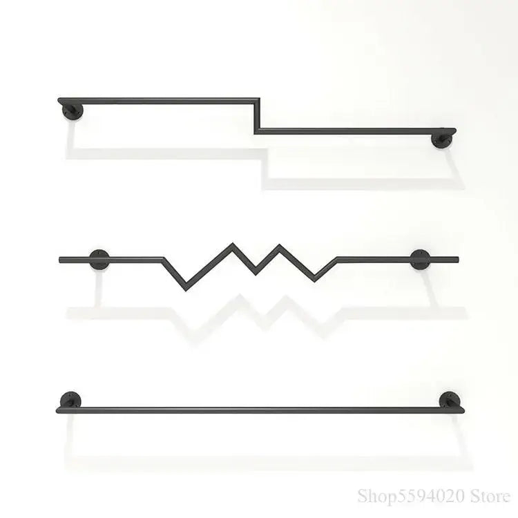 Modern golden iron ladder shelf towel rack with black metal decorbites golden iron straight and zigzag patterns