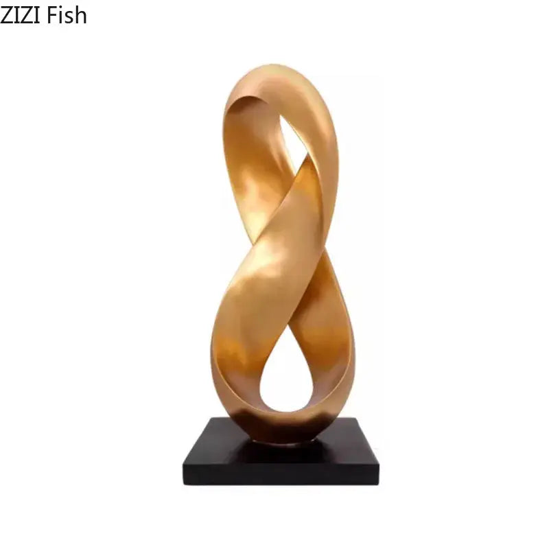 Modern golden knot sculpture decorbites golden knot with intertwined loops on black base for desk decor