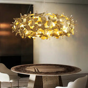 Modern golden leaf crystal firefly ceiling chandelier with a pendant design perfect for dining room decorbites crystal firefly