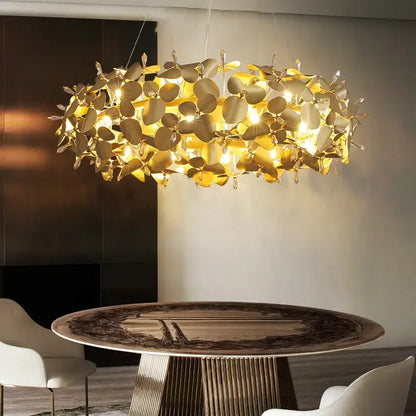 Modern golden leaf crystal firefly ceiling chandelier with a pendant design perfect for dining room decorbites crystal firefly