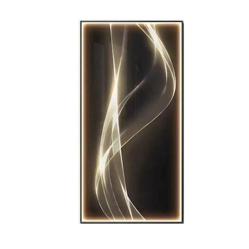 Modern golden led wall lights with glowing light trails on dark background framed in black for living room decorbites led wall art panel