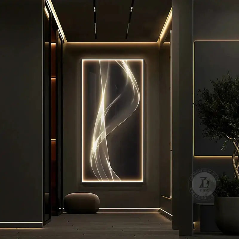 Modern golden led wall lights living room art panel featuring sleek rectangular decorbites led wall lights with flowing illumination