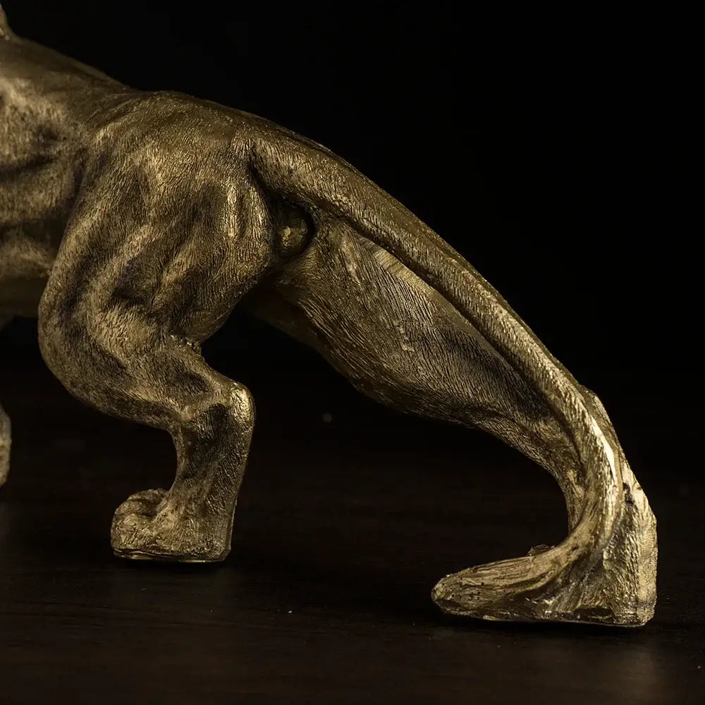 Bronze-finished modern golden lion king statue with detailed musculature and textured surface for office decorbites golden lion decor