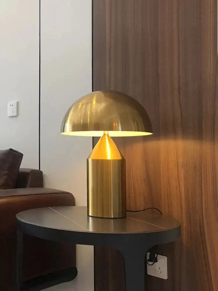 Modern golden brass decorbites golden mushroom led desk lamp with sleek design for bedroom reading light