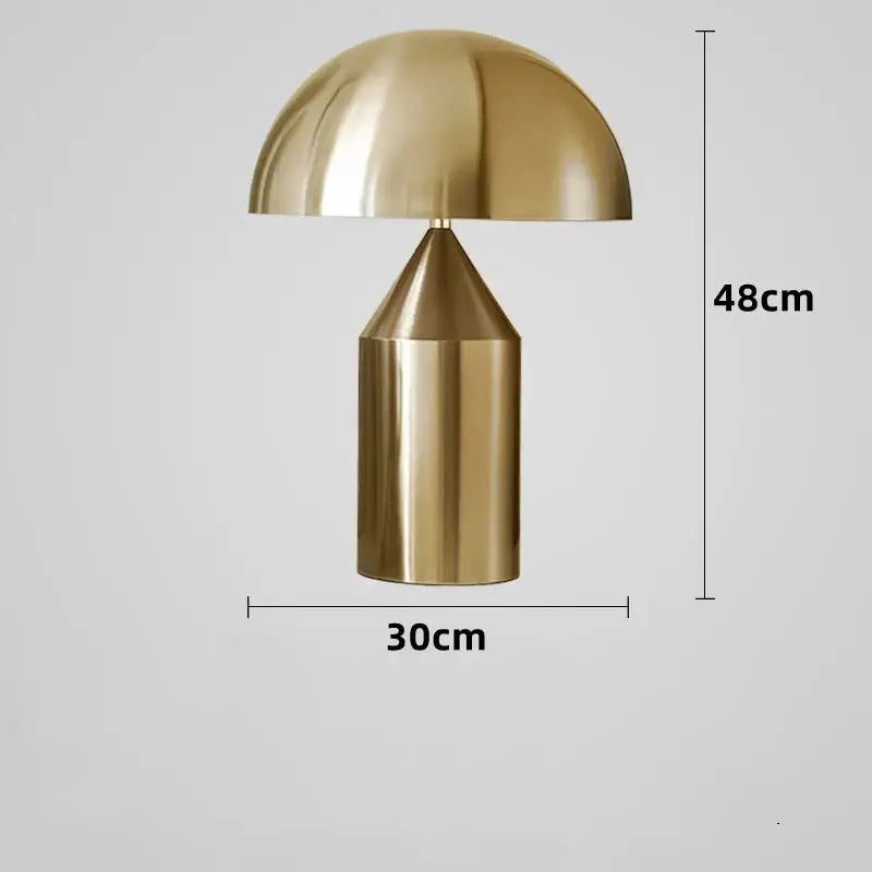 Modern golden mushroom led desk lamp with polished brass finish and mushroom dome shade for bedroom reading light decorbites golden mushroom