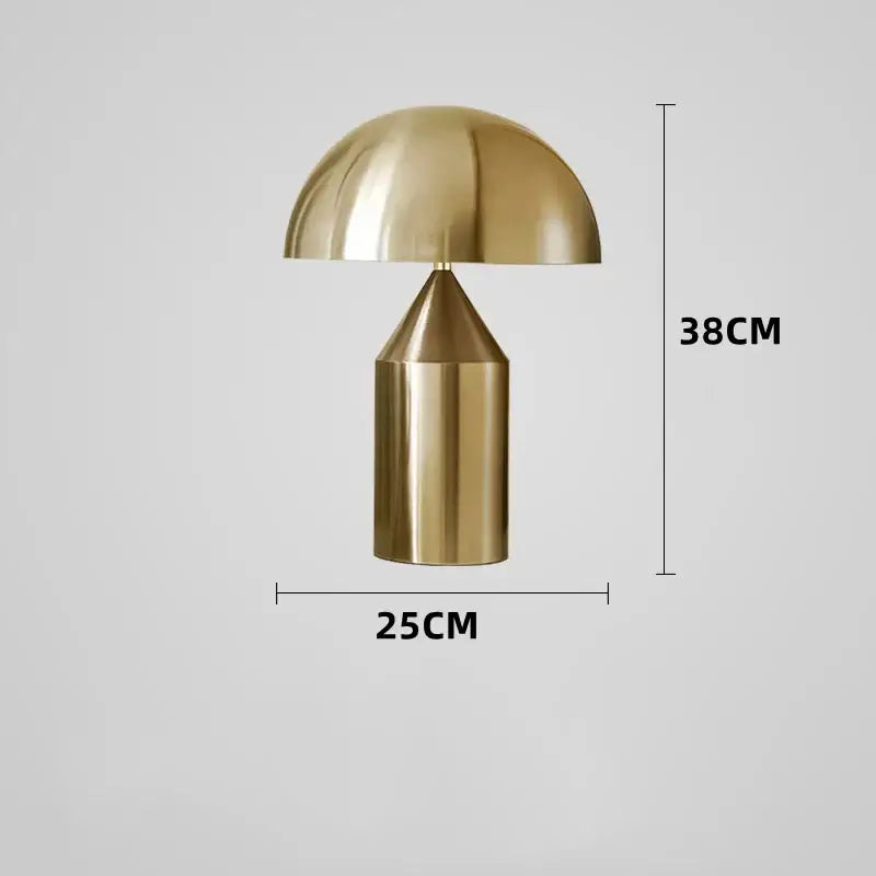 Modern golden mushroom led desk lamp with polished brass finish and dome-shaped shade for bedroom reading light decorbites golden mushroom