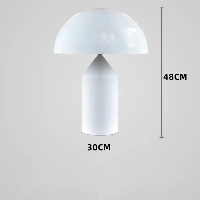 Modern golden mushroom led desk lamp with white glossy mushroom-shaped shade and cylindrical base for bedroom decorbites golden mushroom