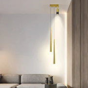 Modern decorbites golden pendant chandelier with sleek cylindrical gold-toned shades for living room lighting