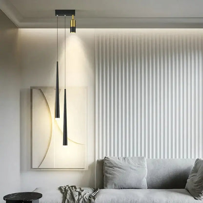 Modern black and gold pendant lights with sleek tapered designs for living room decorbites golden pendant chandelier