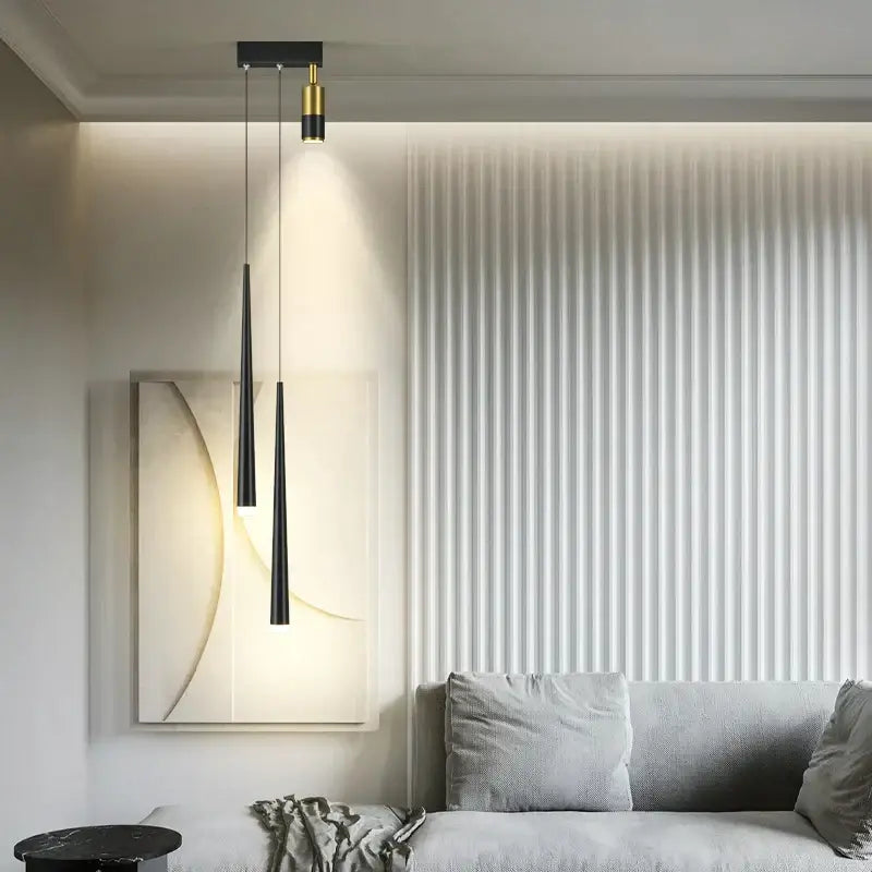 Modern black and gold pendant lights with sleek tapered designs for living room decorbites golden pendant chandelier