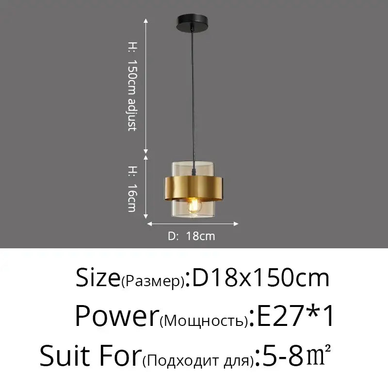 Modern golden pendant lights featuring a clear glass shade encased in a warm gold-toned metal ring for bedroom decorbites pendant lights