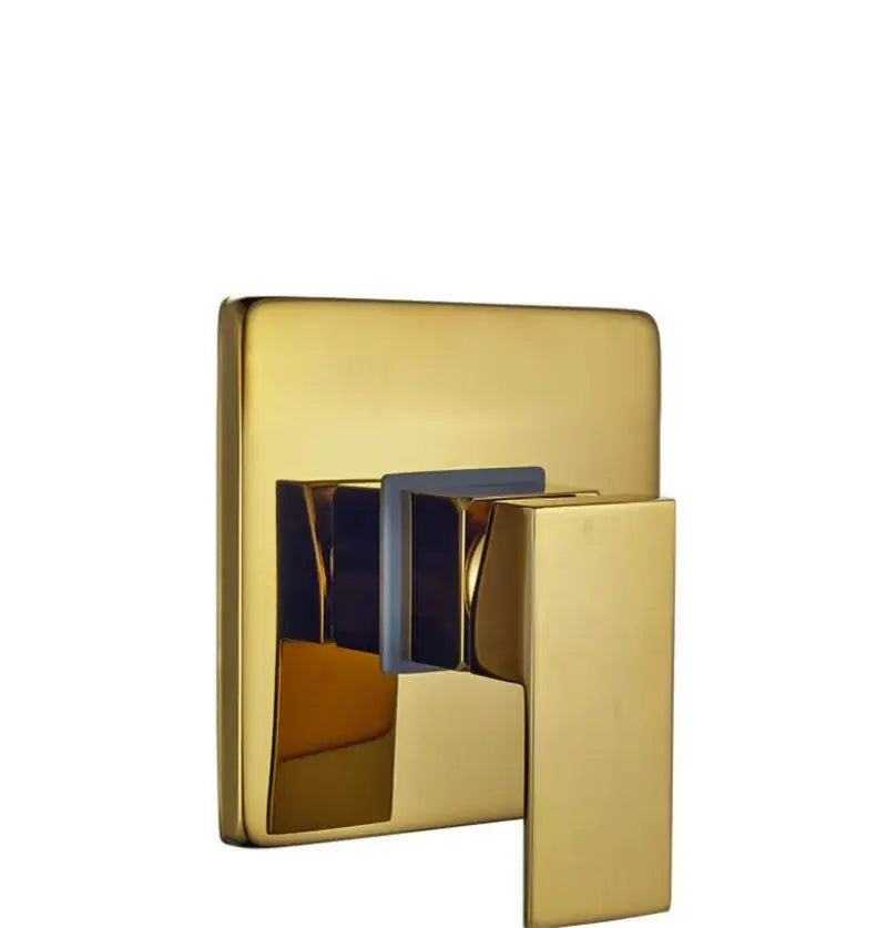 Modern golden plated rainfall shower system bathroom faucet combo with sleek gold finish and dark blue accent decorbites golden plated