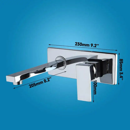Modern chrome-finished wall-mounted faucet with a sleek rectangular spout and square handle for decorbites golden polished wall decor