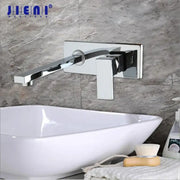 Modern golden polished wall mount faucet bathroom mixer with chrome finish and sleek rectangular handle for decorbites golden polished decor