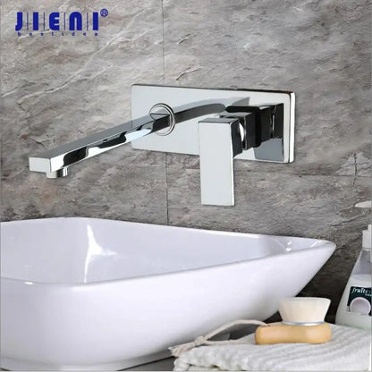 Modern golden polished wall mount faucet bathroom mixer with chrome finish and sleek rectangular handle for decorbites golden polished decor