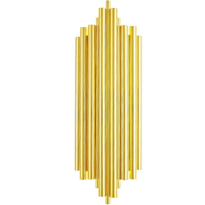 Modern golden radiant led wall lamp with metallic rods in a vertical radiating pattern for bedroom decorbites led wall use