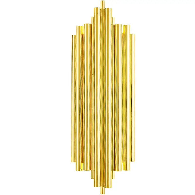 Modern golden radiant led wall lamp with metallic rods in a vertical radiating pattern for bedroom decorbites led wall use