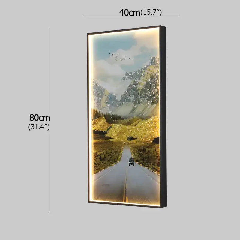 Modern golden scenic mountain wall sconces featuring illuminated textured gold and green landscape for living room decorbites boat figure led