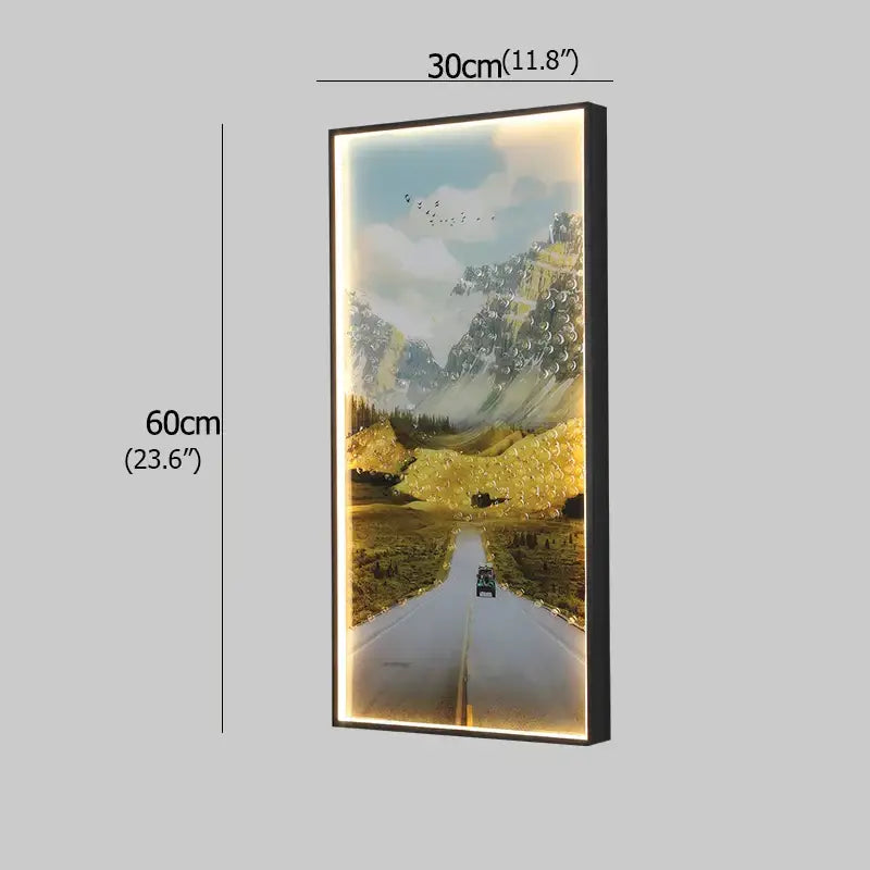 Modern golden scenic mountain wall sconces with black frame and illuminated edges for living room decorbites boat figure led