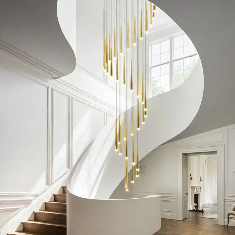 Modern golden tapered chandelier led living room pendant light with cylindrical decorbites golden tapered design