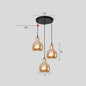 Modern Gourd Pendant Lamp with 3 Glass Heads - Black Suspension Light for Dining Room