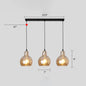 Modern Gourd Pendant Lamp with 3 Glass Heads - Black Suspension Light for Dining Room