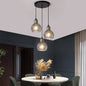 Modern Gourd Pendant Lamp with 3 Glass Heads - Black Suspension Light for Dining Room