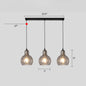 Modern Gourd Pendant Lamp with 3 Glass Heads - Black Suspension Light for Dining Room