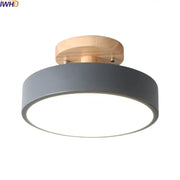 Modern gray acrylic wood led ceiling light with natural wood base for bedroom by decorbites acrylic wood