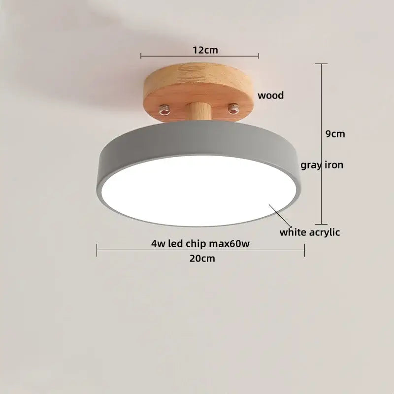 Modern gray acrylic wood led ceiling light with gray iron and white acrylic shades and natural wood mounting base for bedroom decorbites acrylic wood ceiling light