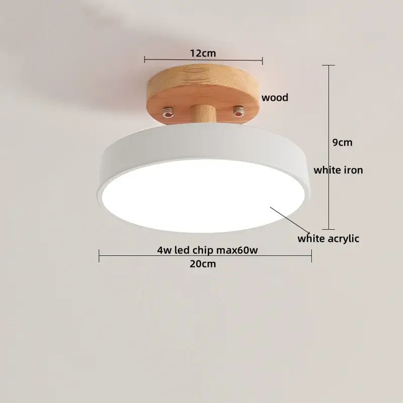 Modern gray acrylic wood led ceiling light with natural wood base and white iron frame for bedroom decorbites acrylic wood