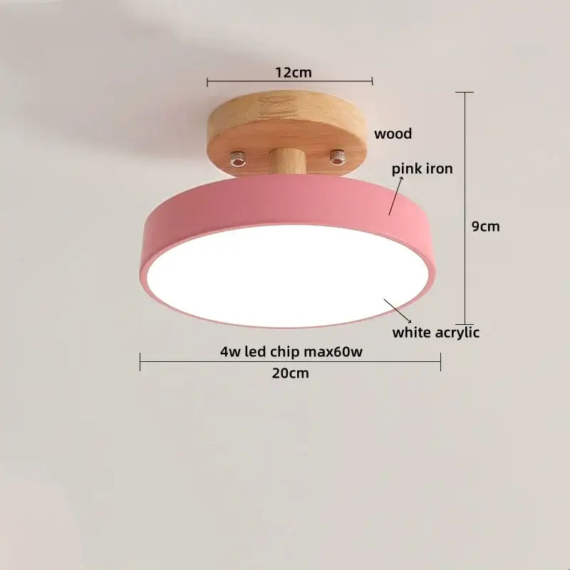 Modern gray acrylic wood led ceiling light with pink iron and white acrylic shades and wooden base for bedroom decorbites acrylic wood