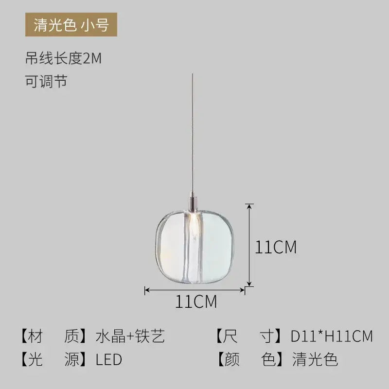 Modern gray amber and clear crystal pendant lights with sleek transparent glass and led bulb for bedroom and kitchen decorbites light luxury