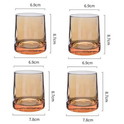 Set of four amber glass water tumblers with gray amber glass tint and smooth rounded edges for decorbites gray amber pitcher