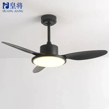 Black matte ceiling fan with integrated circular light fixture modern design led modern design for bedroom use